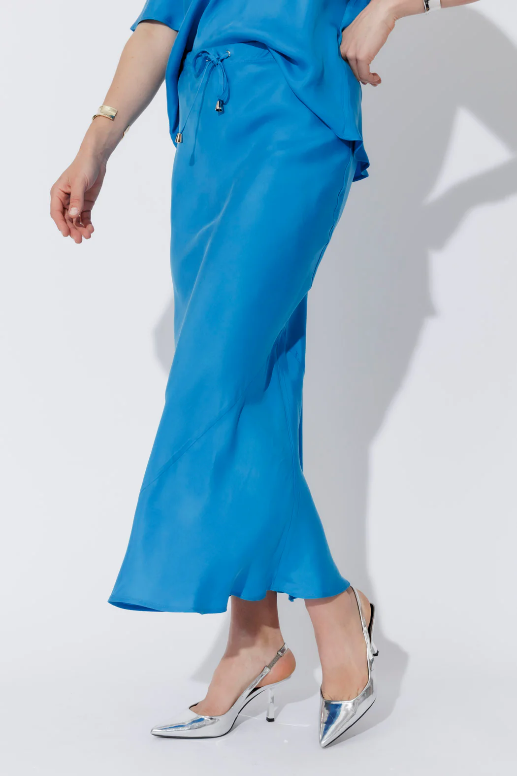 Cobalt Cupro Bias Skirt - Image 5