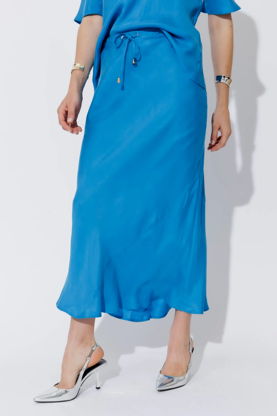 Cobalt Cupro Bias Skirt - Image 6