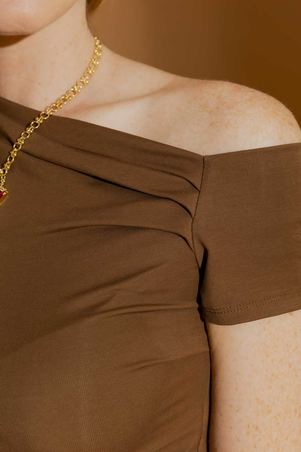 Cocoa Tencel Drape Top - Image 4