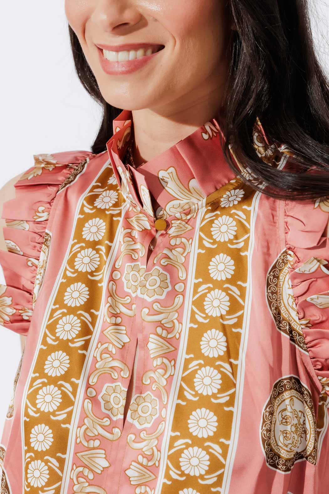 Coral Ruffle Maxi Dress - Image 3