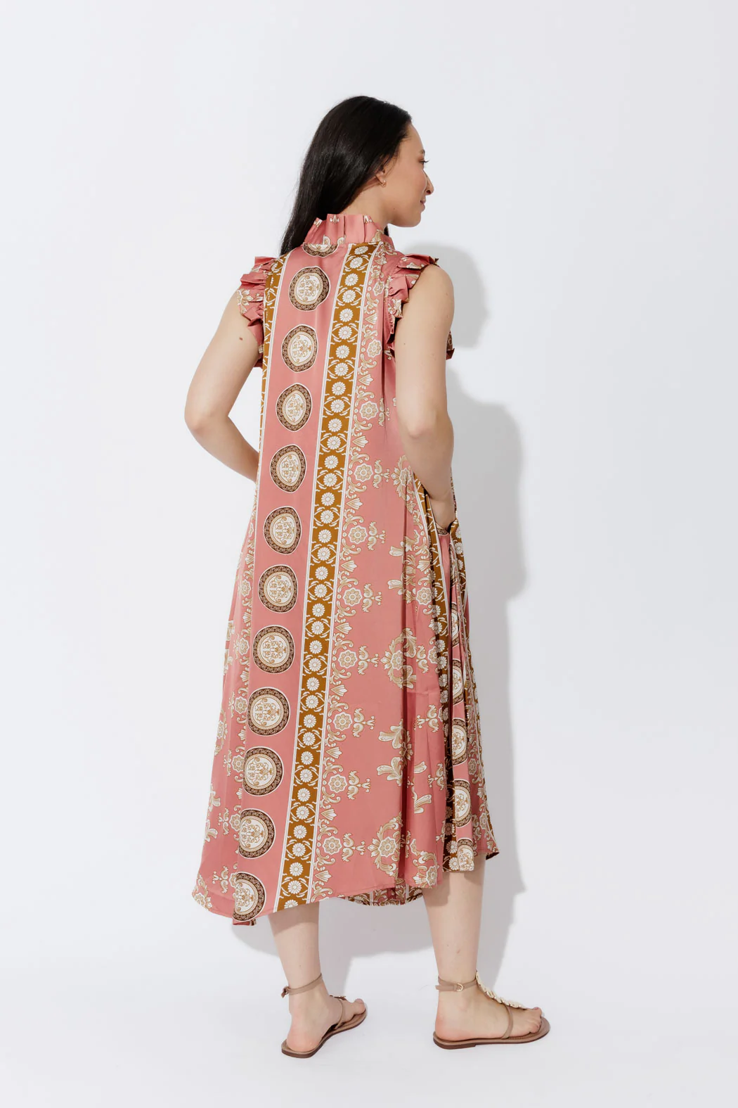 Coral Ruffle Maxi Dress - Image 4