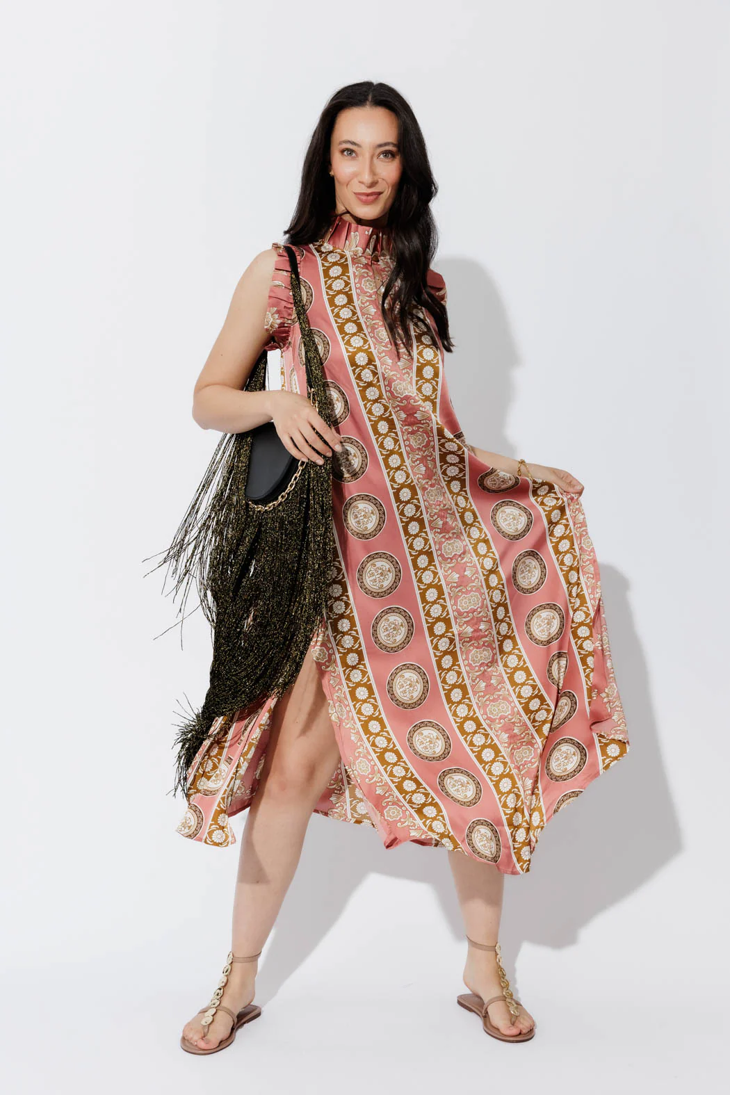 Coral Ruffle Maxi Dress - Image 6