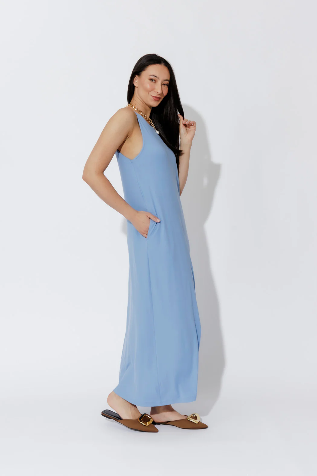 Cornflower Tencel Maxi Dress - Image 4