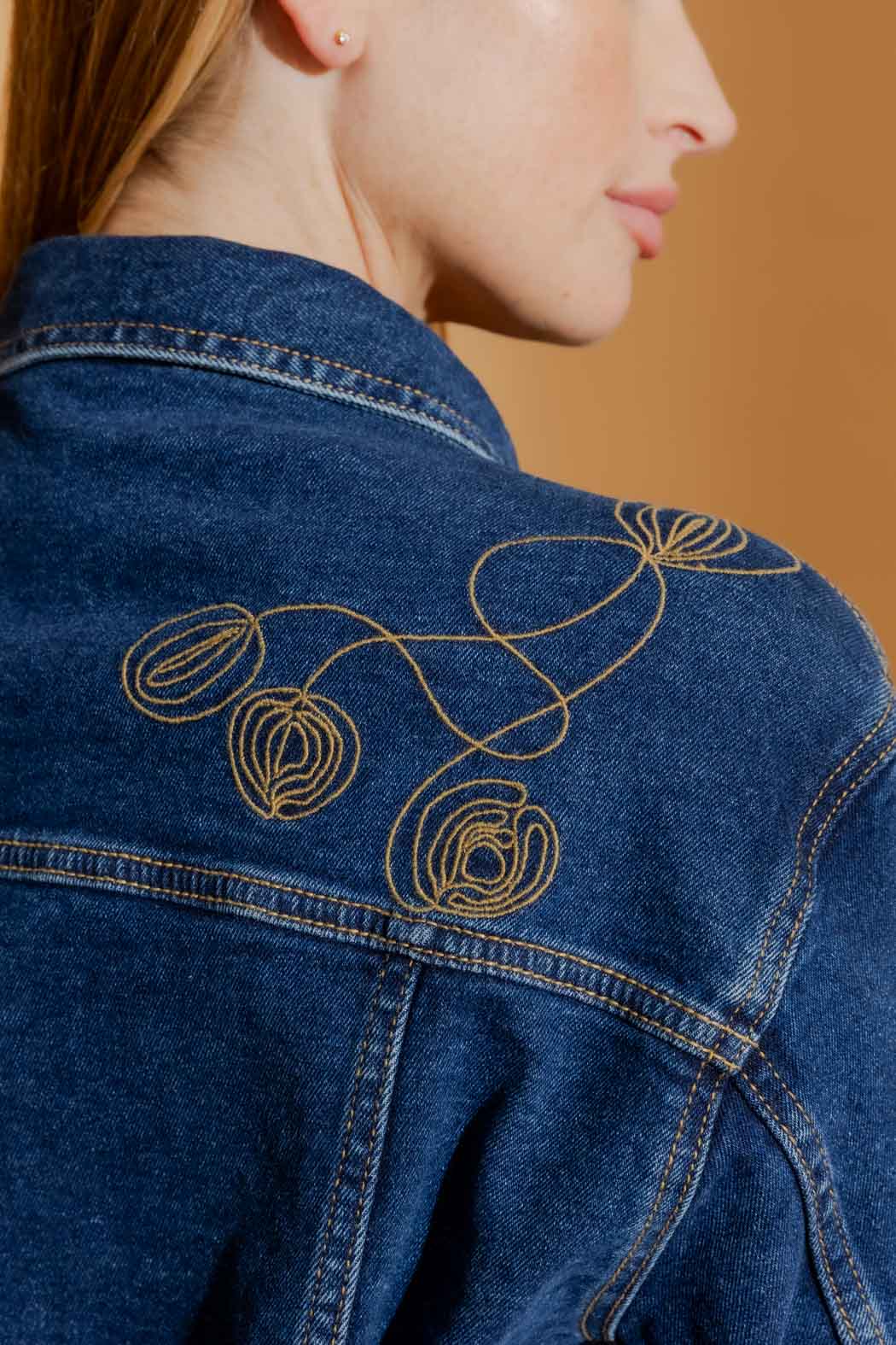 Dark Denim Embroided Jacket Dark Denim - Image 10