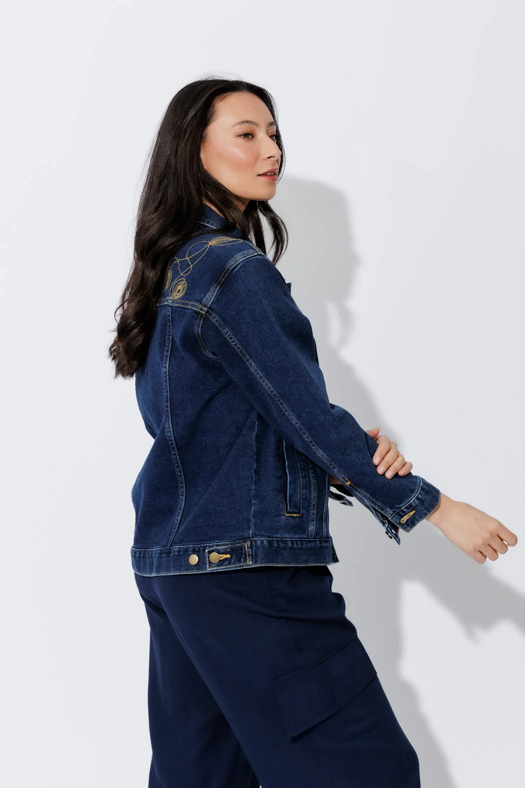 Dark Denim Embroided Jacket Dark Denim - Image 11