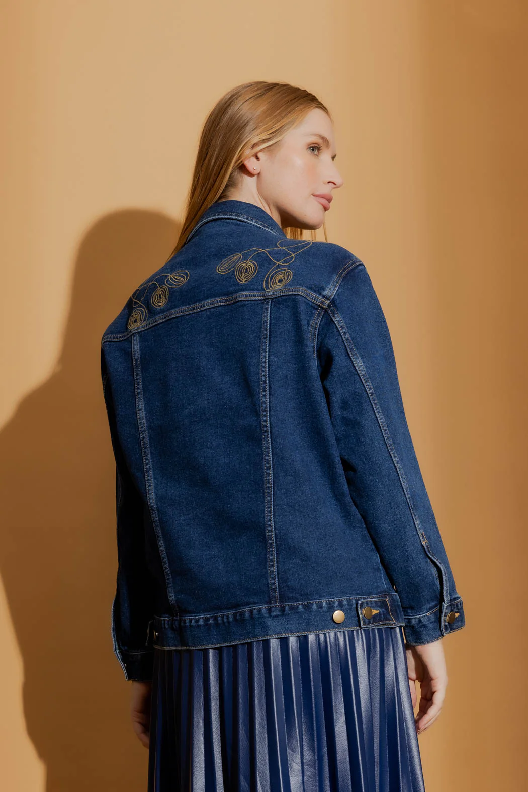 Dark Denim Embroided Jacket Dark Denim - Image 8