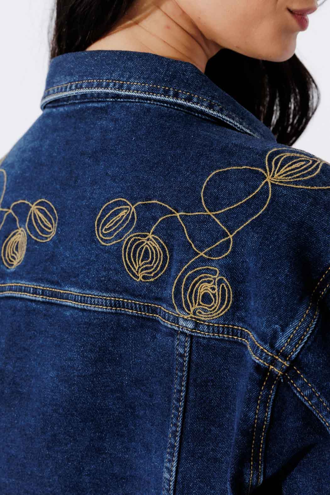 Dark Denim Embroided Jacket Dark Denim - Image 9