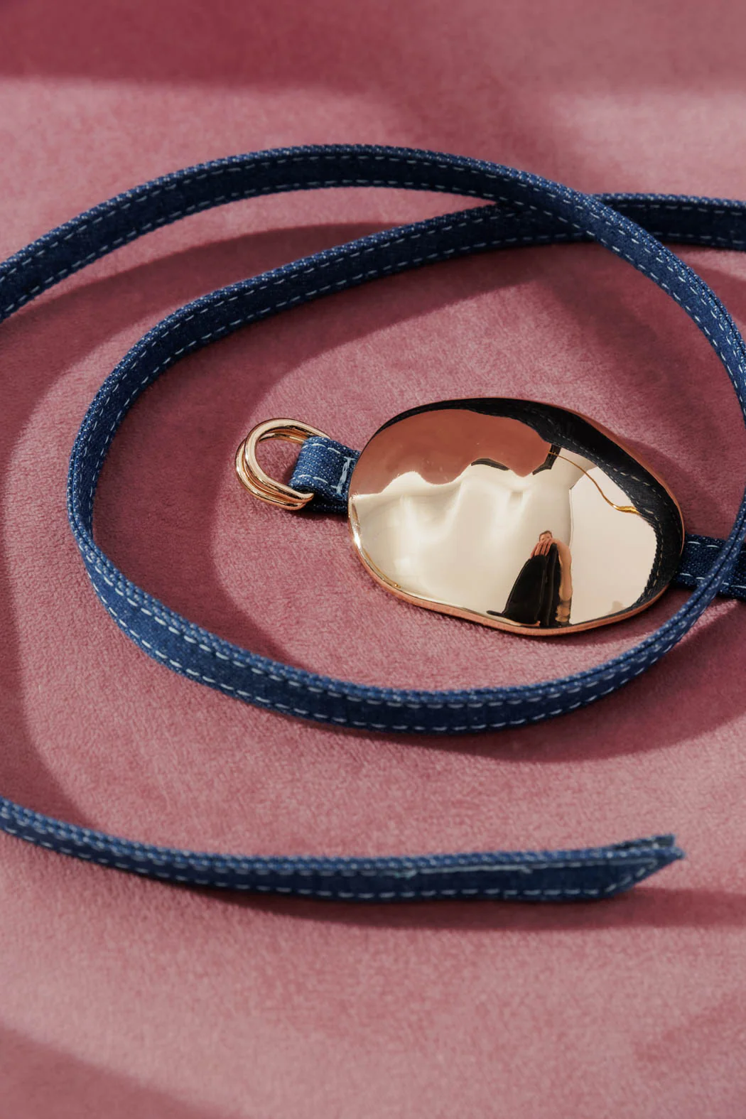 Dark Denim Gold Dome Belt - Image 5