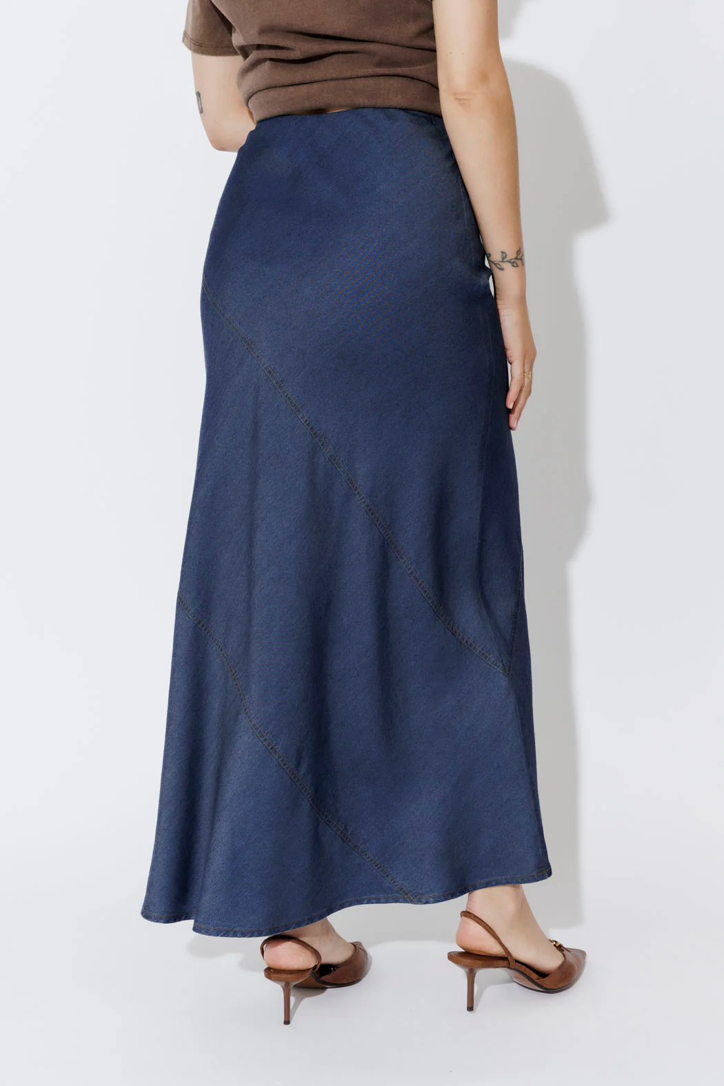 Dark Denim Tencel Bias Skirt - Image 5