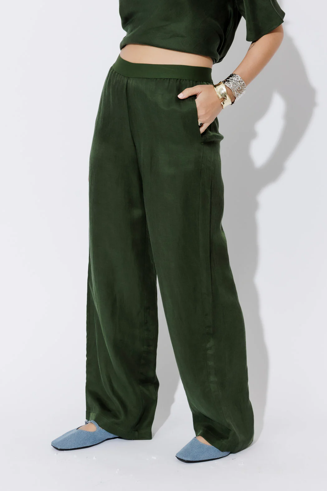 Forest Cupro/Linen Floaty Pant - Image 3