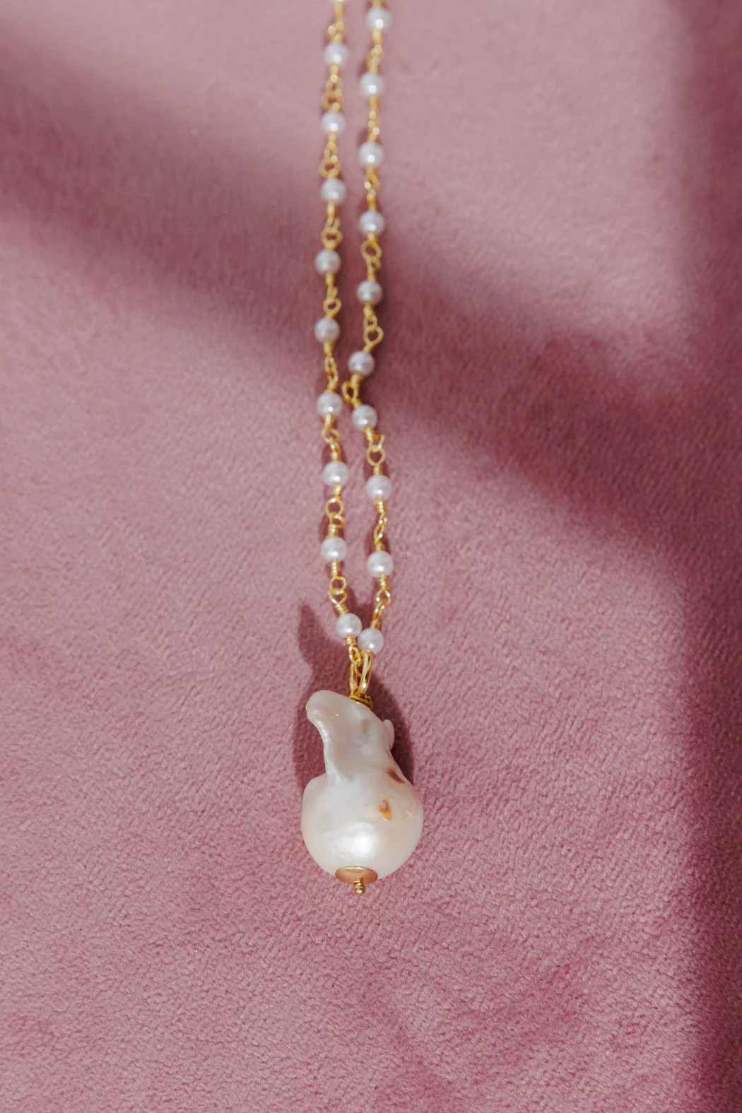 Gold Pearl Chain Long Necklace - Image 4