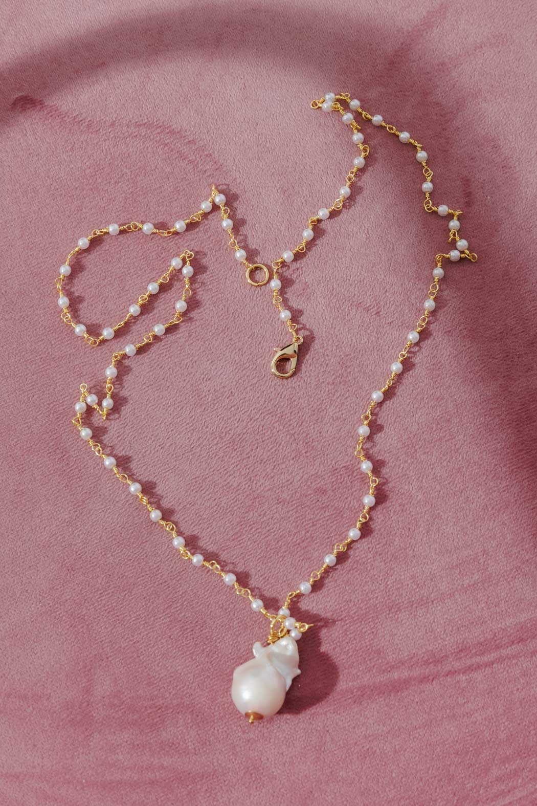 Gold Pearl Chain Long Necklace - Image 6