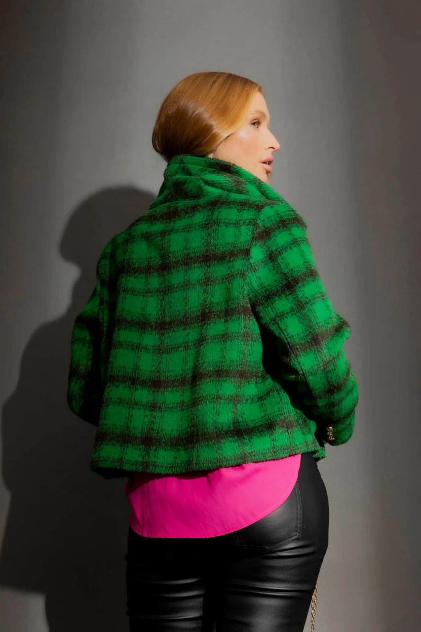Green Check Crop Astra Coat Green Check - Image 4