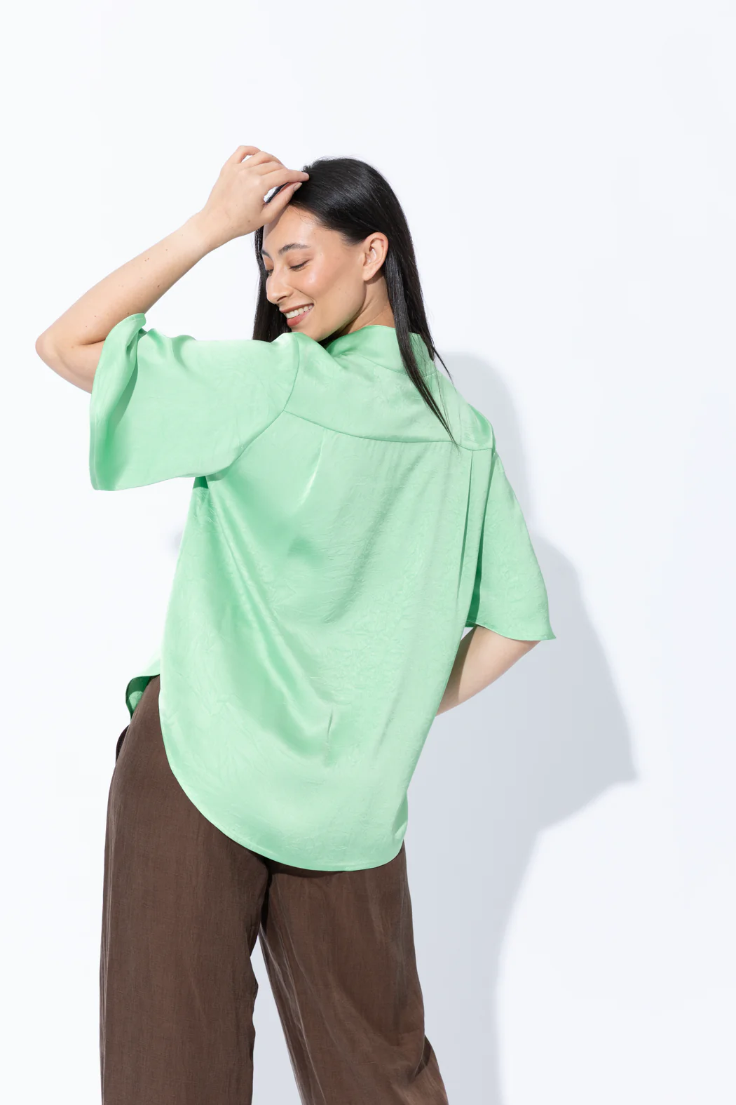 Green Embossed Fluted Blogger Shirt - Image 5