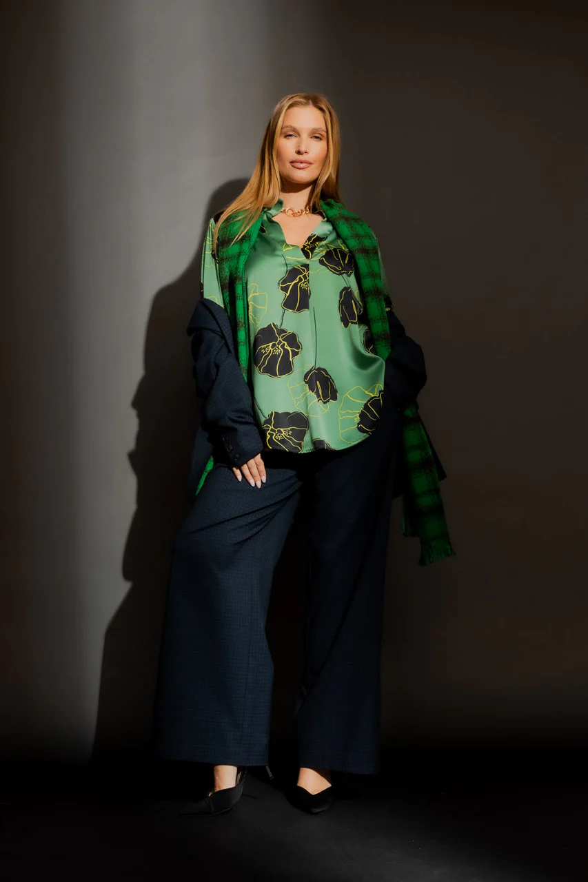 Green/Yellow Silky Blogger Shirt - Image 3