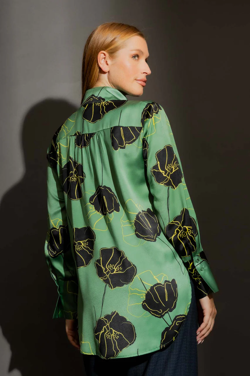 Green/Yellow Silky Blogger Shirt - Image 5
