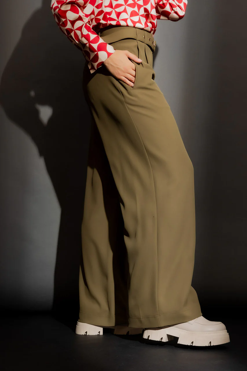 Khaki Cleo Belt Pant - Image 4
