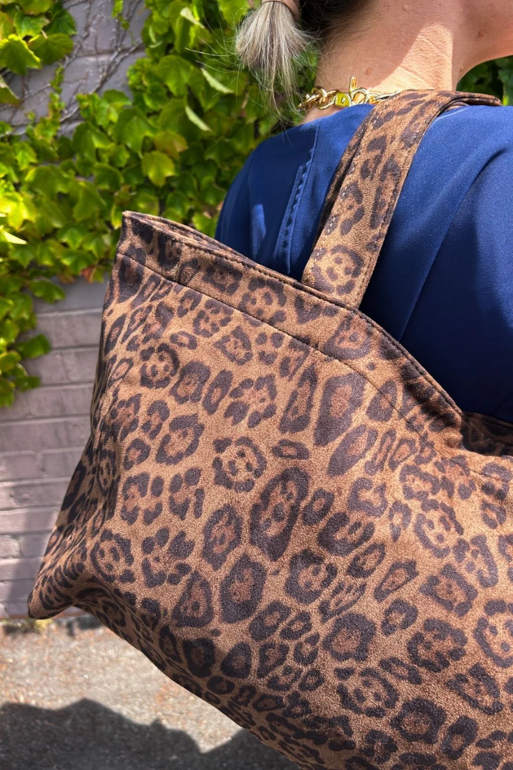 Leopard Vegan Suede Tote Bag - Image 6