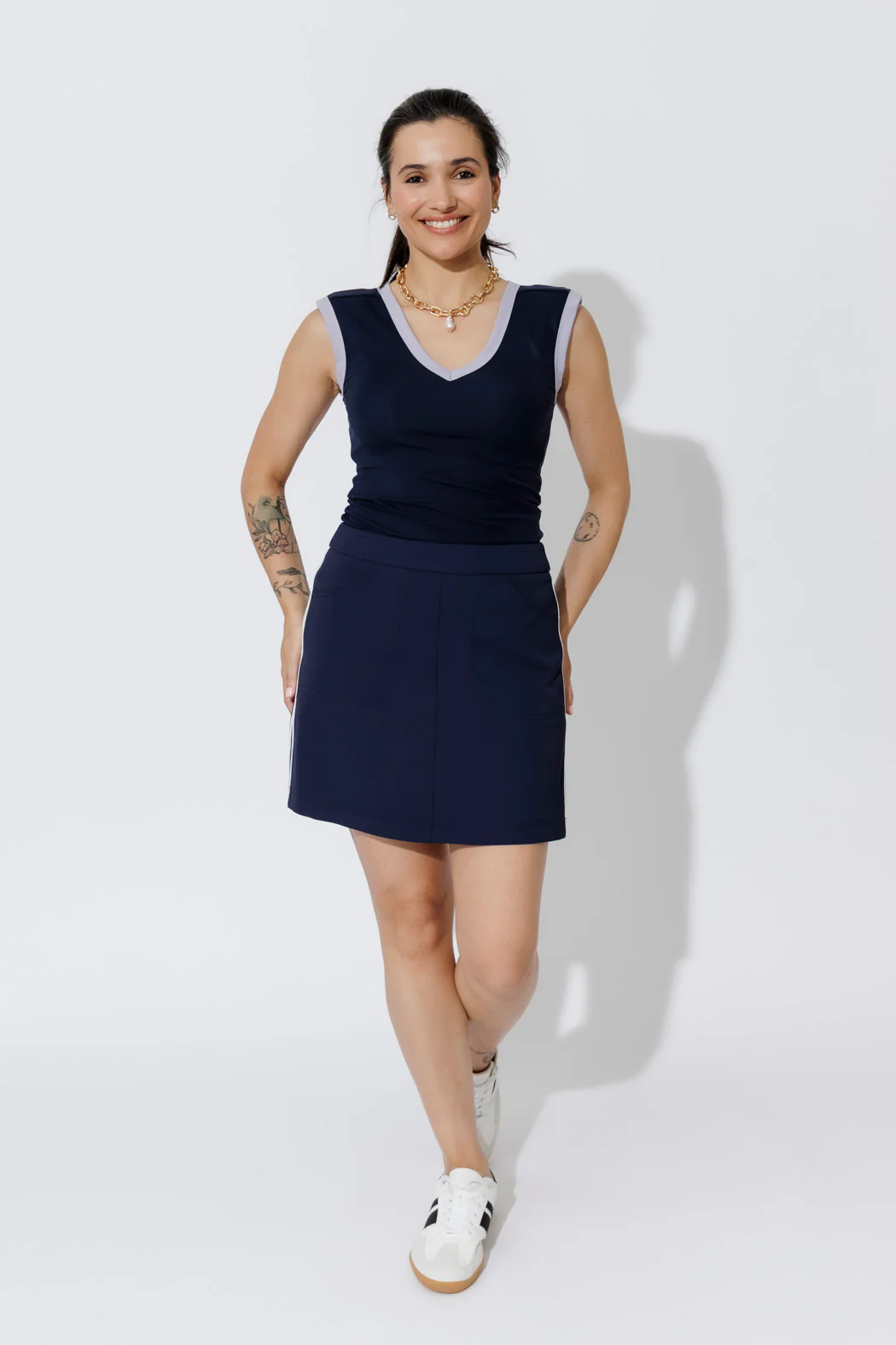 Navy Euro Sport Mini Skirt - Image 5