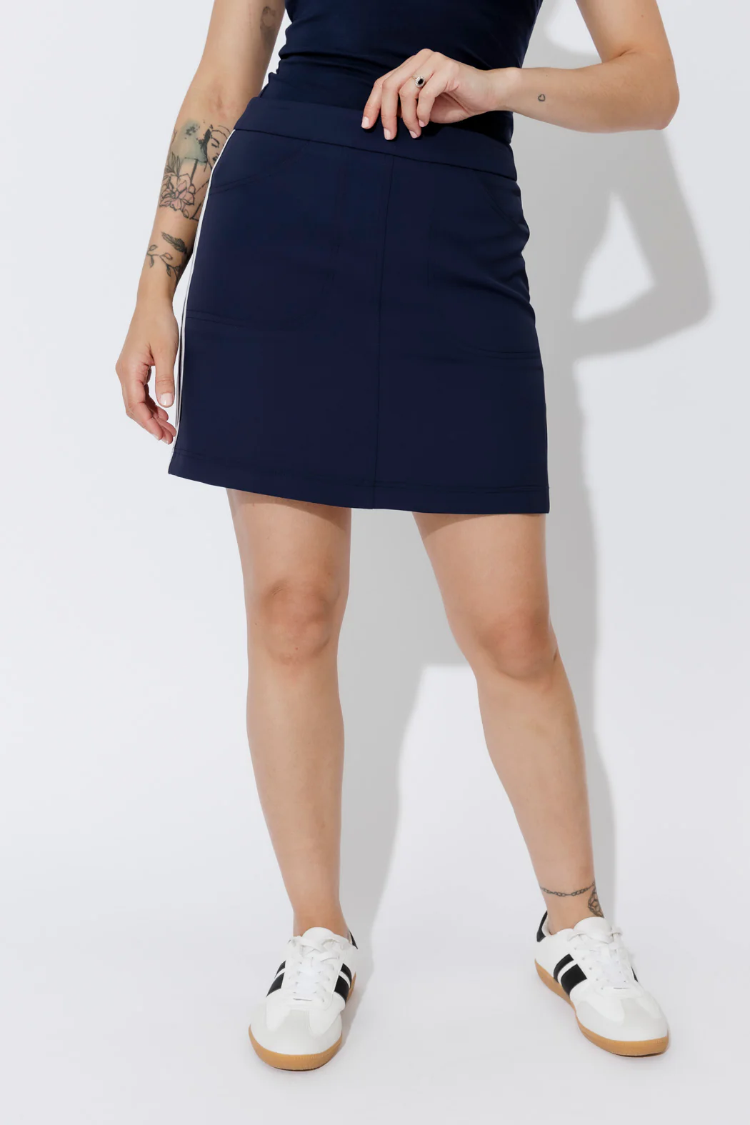 Navy Euro Sport Mini Skirt - Image 6