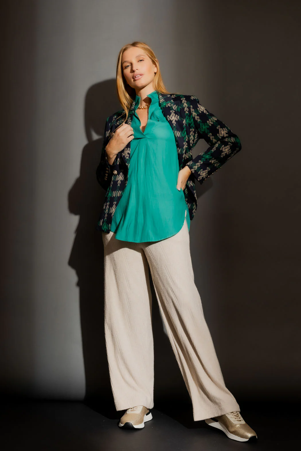 Navy/Green Belted Sisca Blazer Navy - Image 5