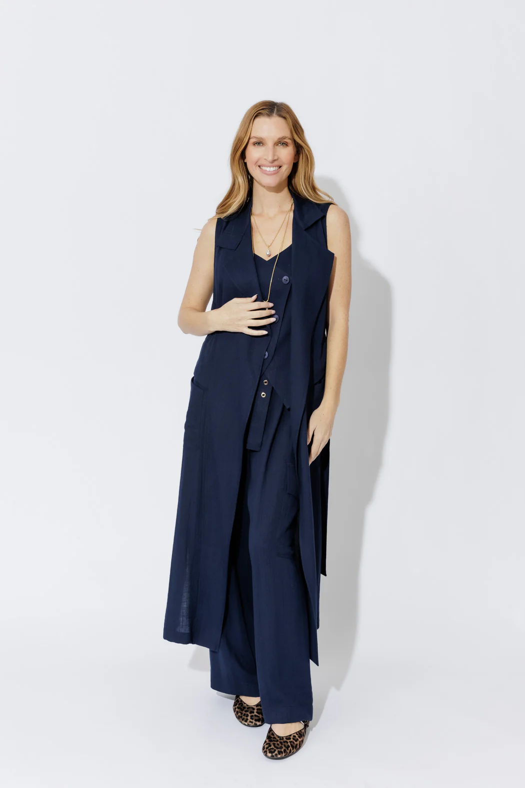 Navy Linen Bustier Cami - Image 7