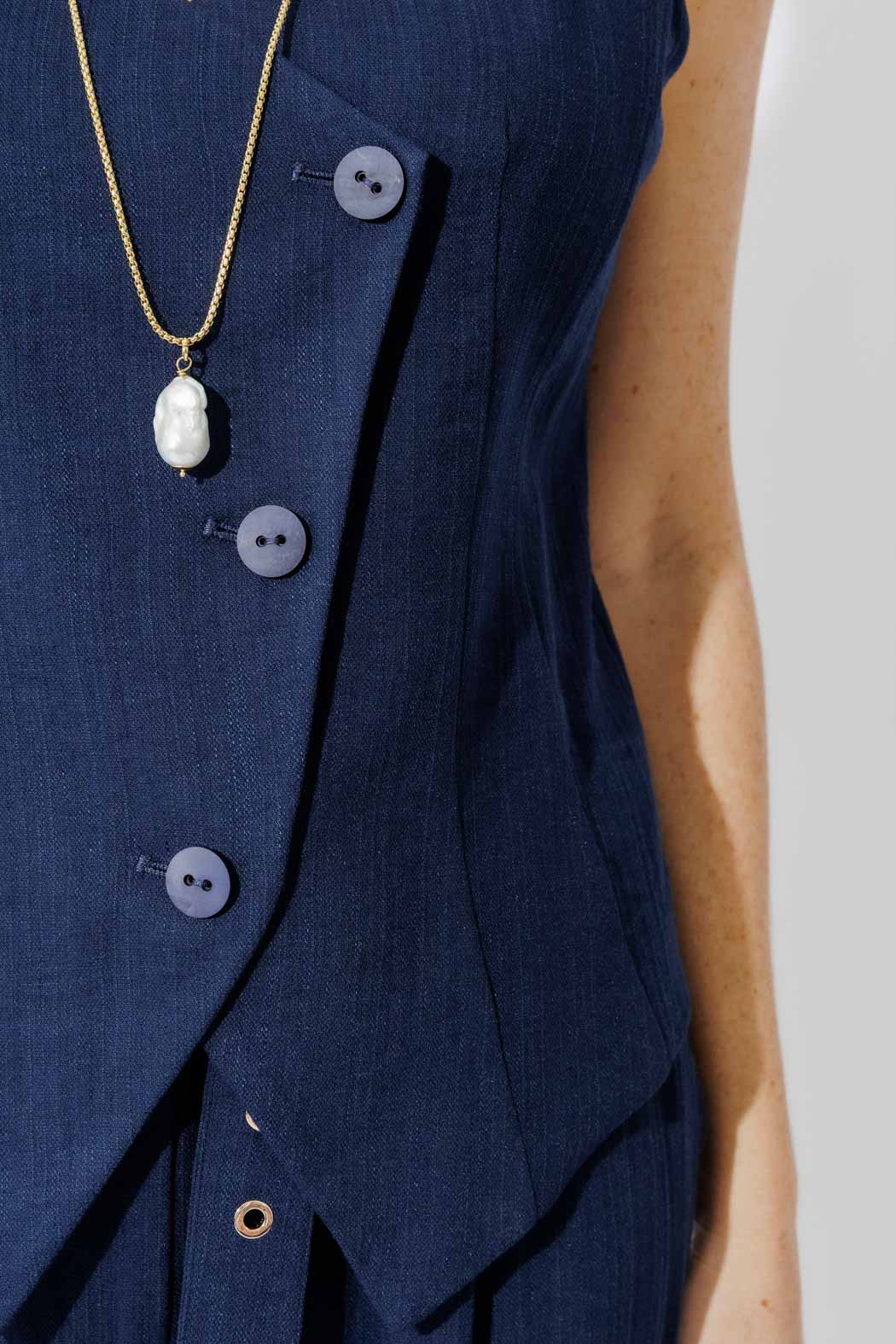 Navy Linen Bustier Cami - Image 8