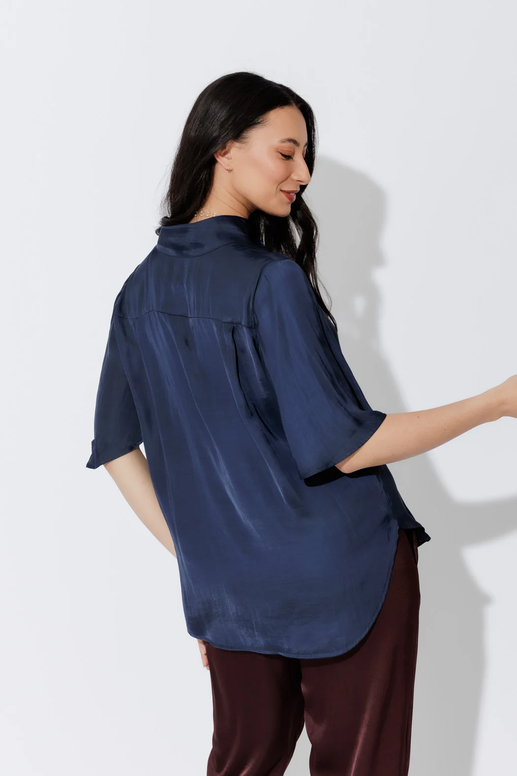 Navy Milan Fluted Blogger Shirt - Image 6