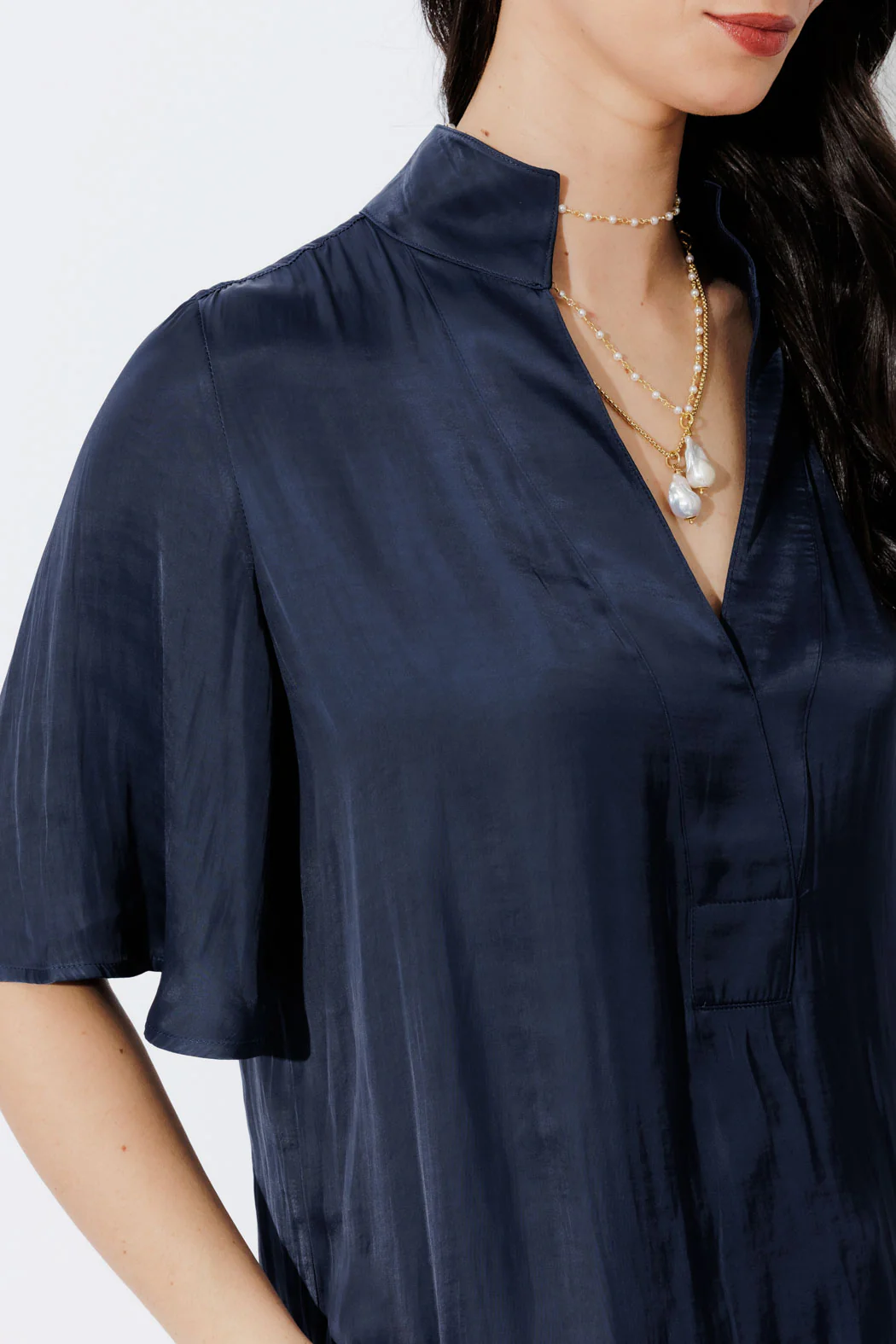 Navy Milan Fluted Blogger Shirt - Image 7
