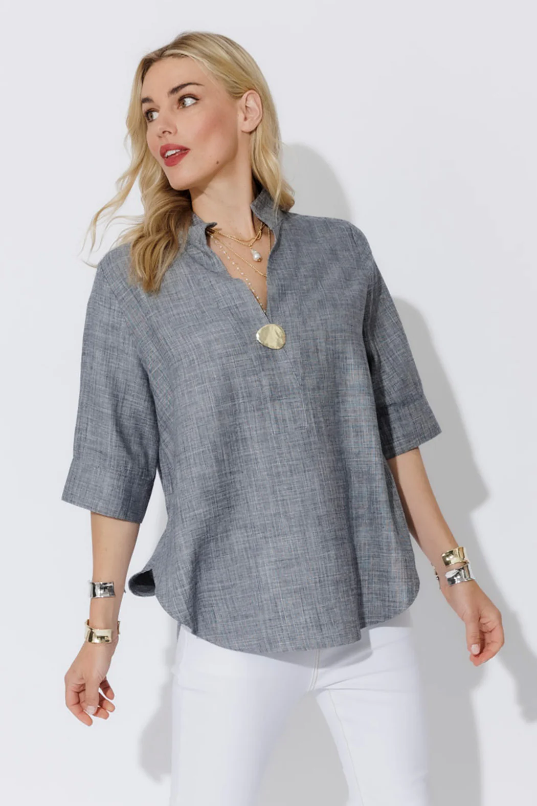 Navy Oversized Blogger Shirt - Image 4