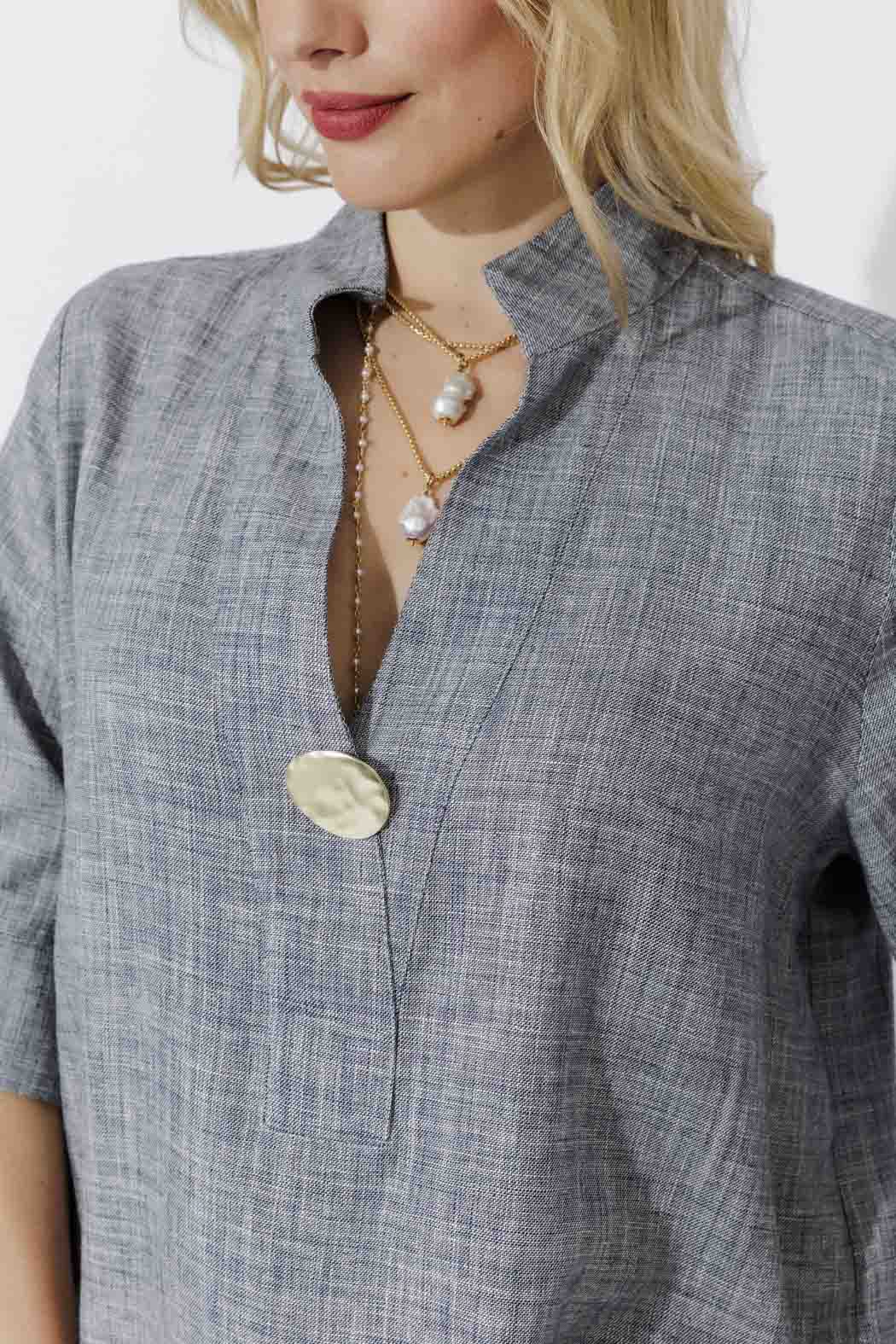 Navy Oversized Blogger Shirt - Image 7