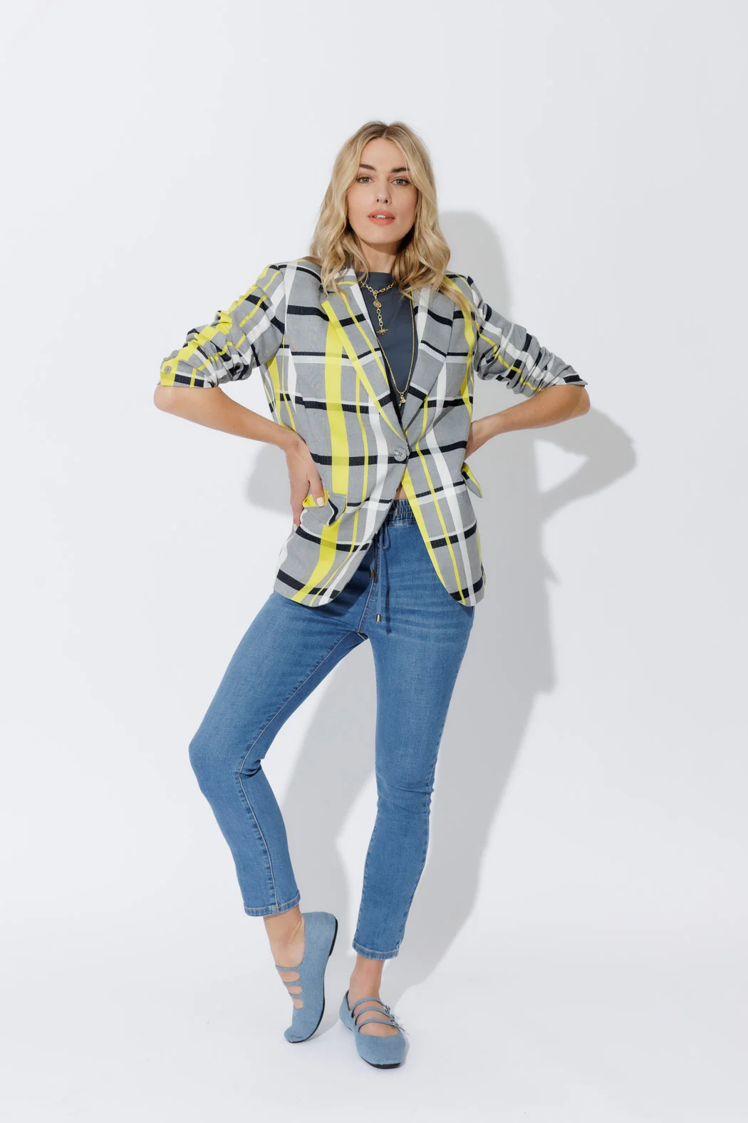 Neon Check Boyfriend Blazer - Image 3