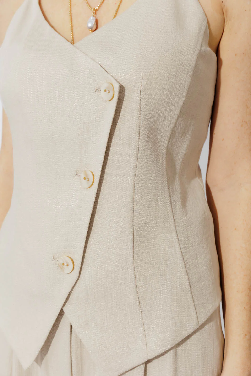 Oatmeal Linen Bustier Cami - Image 4