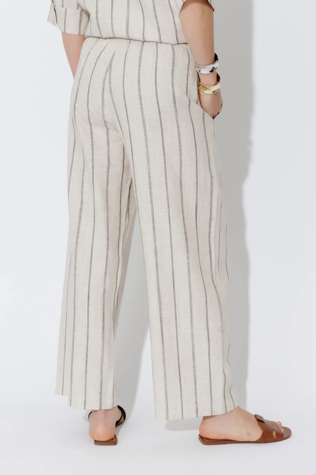 Oatmeal/Navy Linen Pant - Image 4