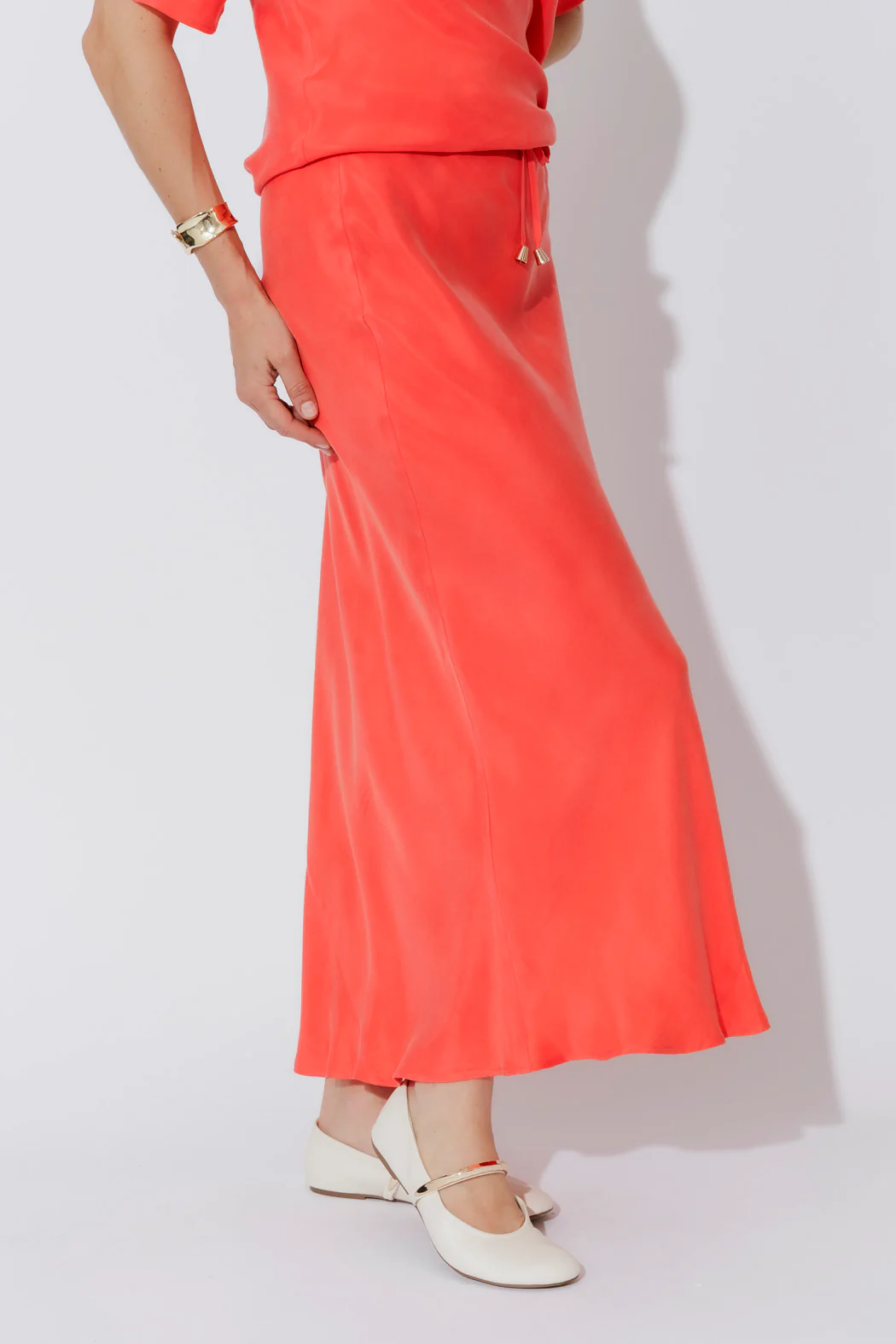 Orange Cupro Bias Skirt - Image 11