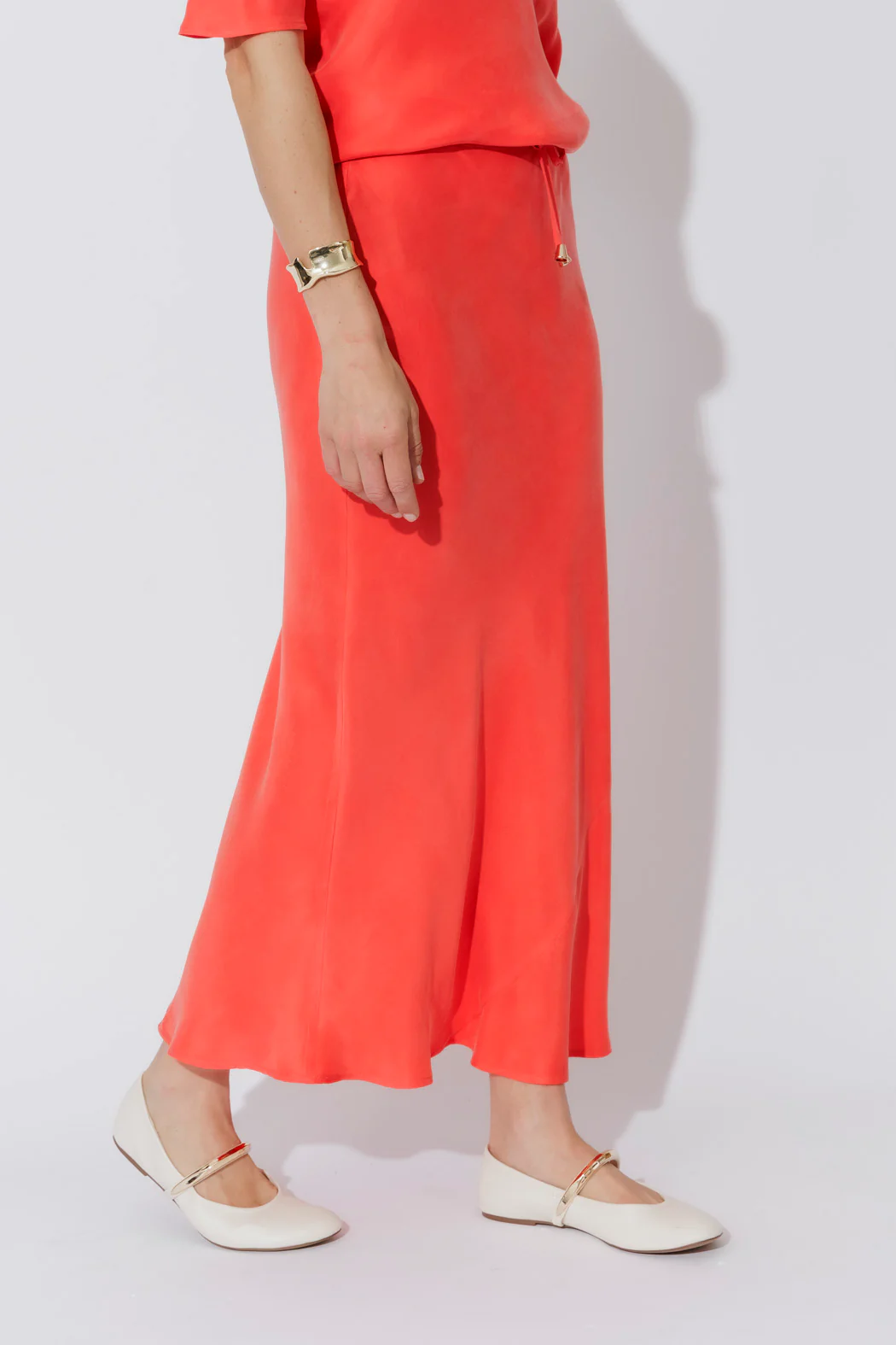 Orange Cupro Bias Skirt - Image 13