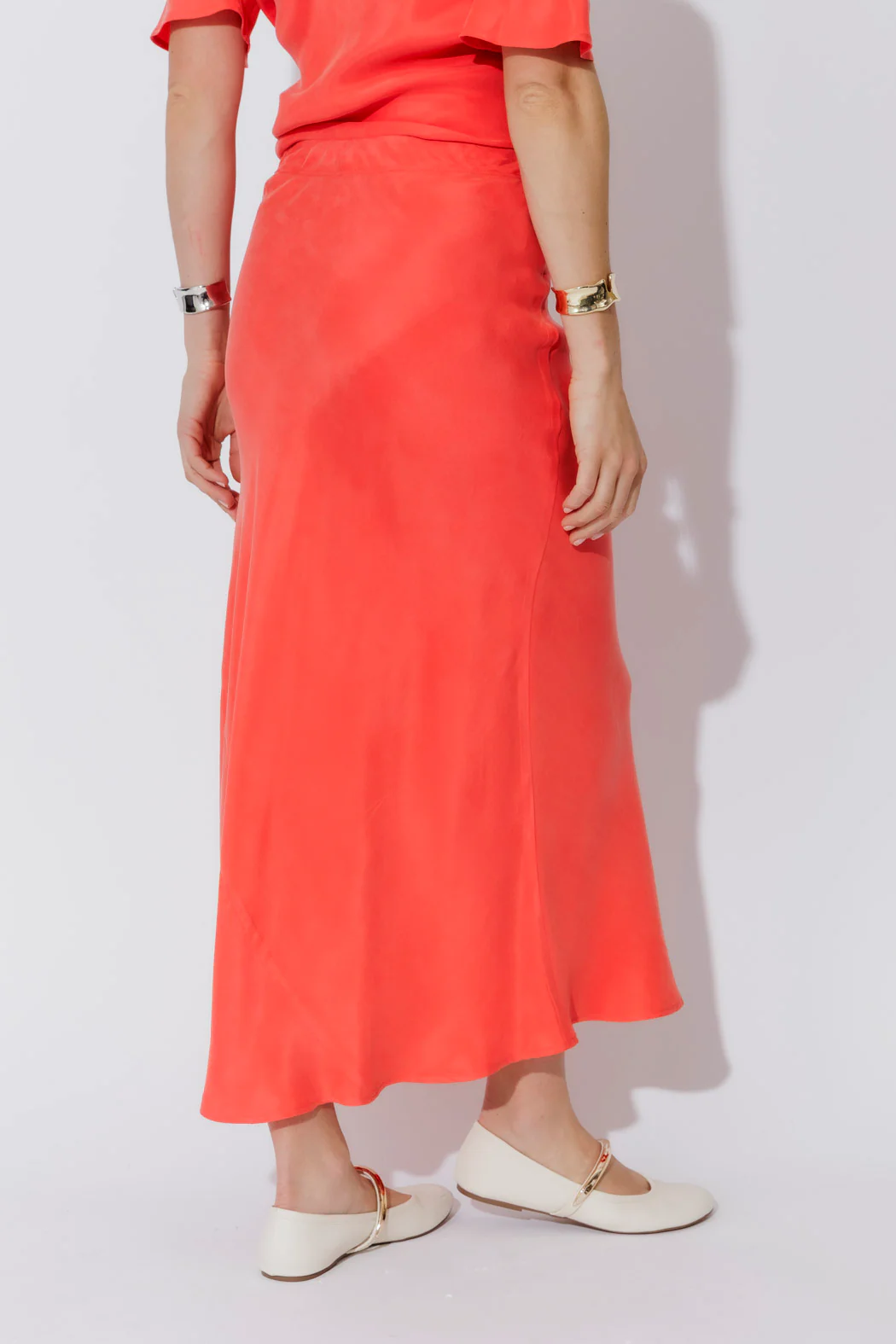 Orange Cupro Bias Skirt - Image 14