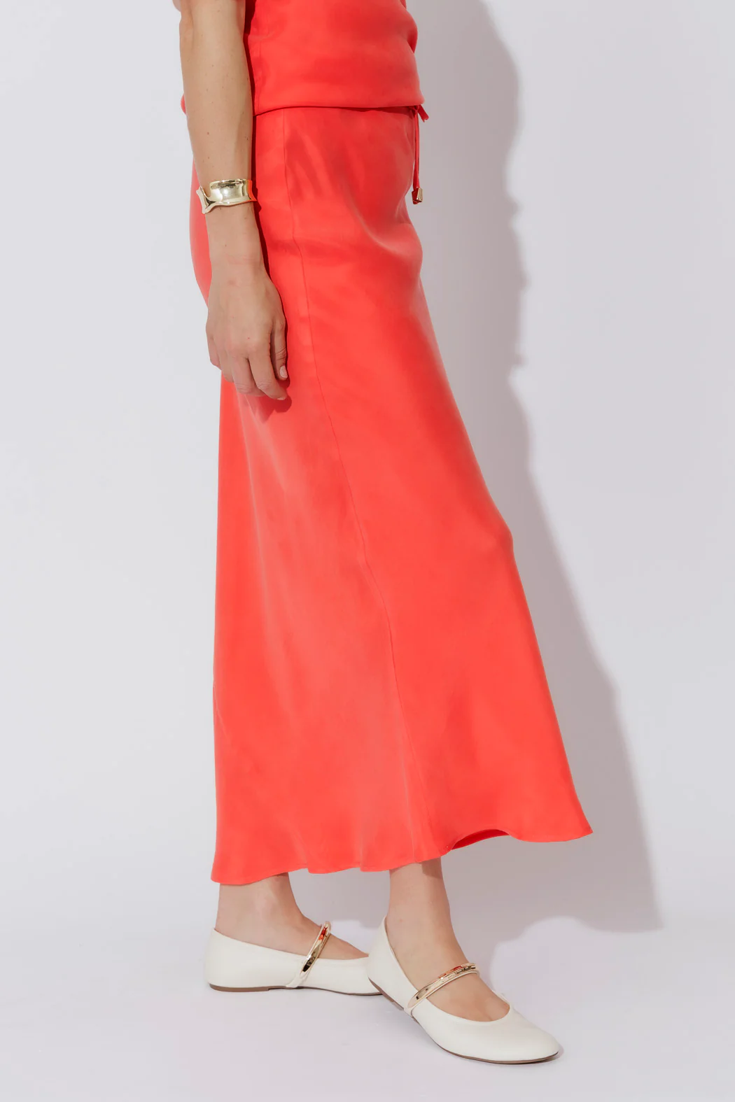Orange Cupro Bias Skirt - Image 15