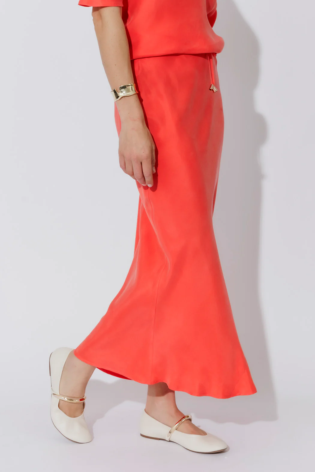 Orange Cupro Bias Skirt - Image 23