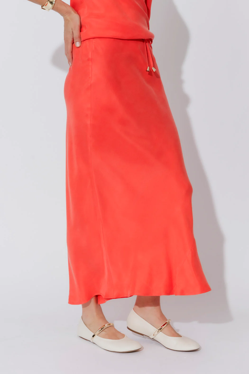 Orange Cupro Bias Skirt - Image 5