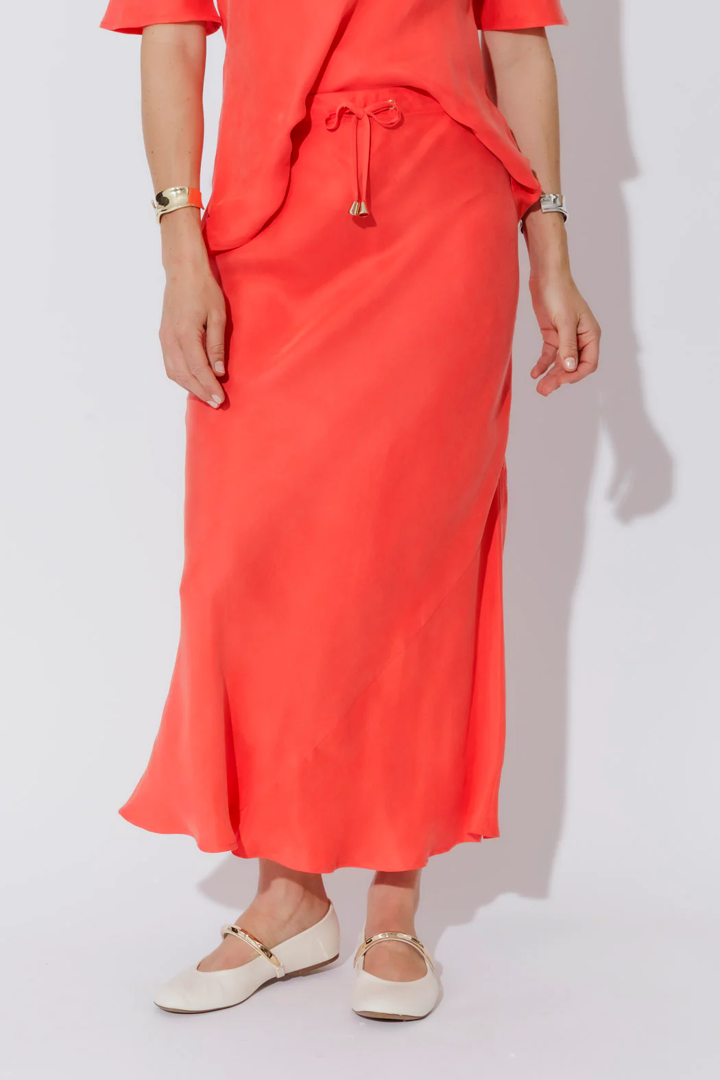 Orange Cupro Bias Skirt - Image 6