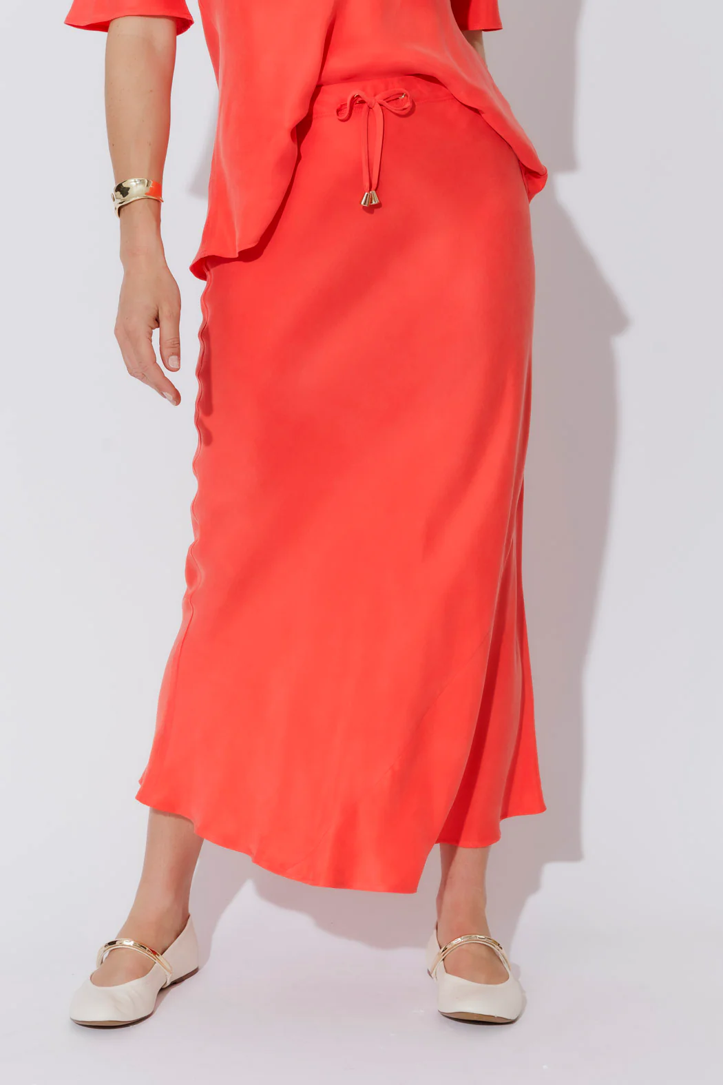 Orange Cupro Bias Skirt - Image 8