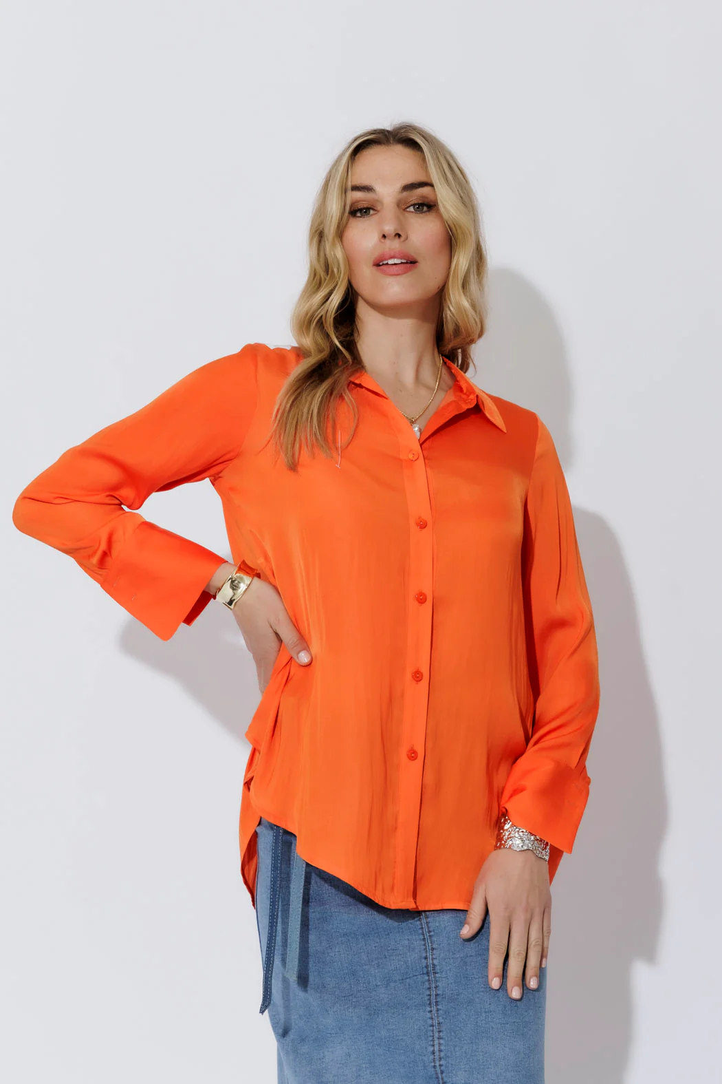 Orange Silky Asana Shirt - Image 3