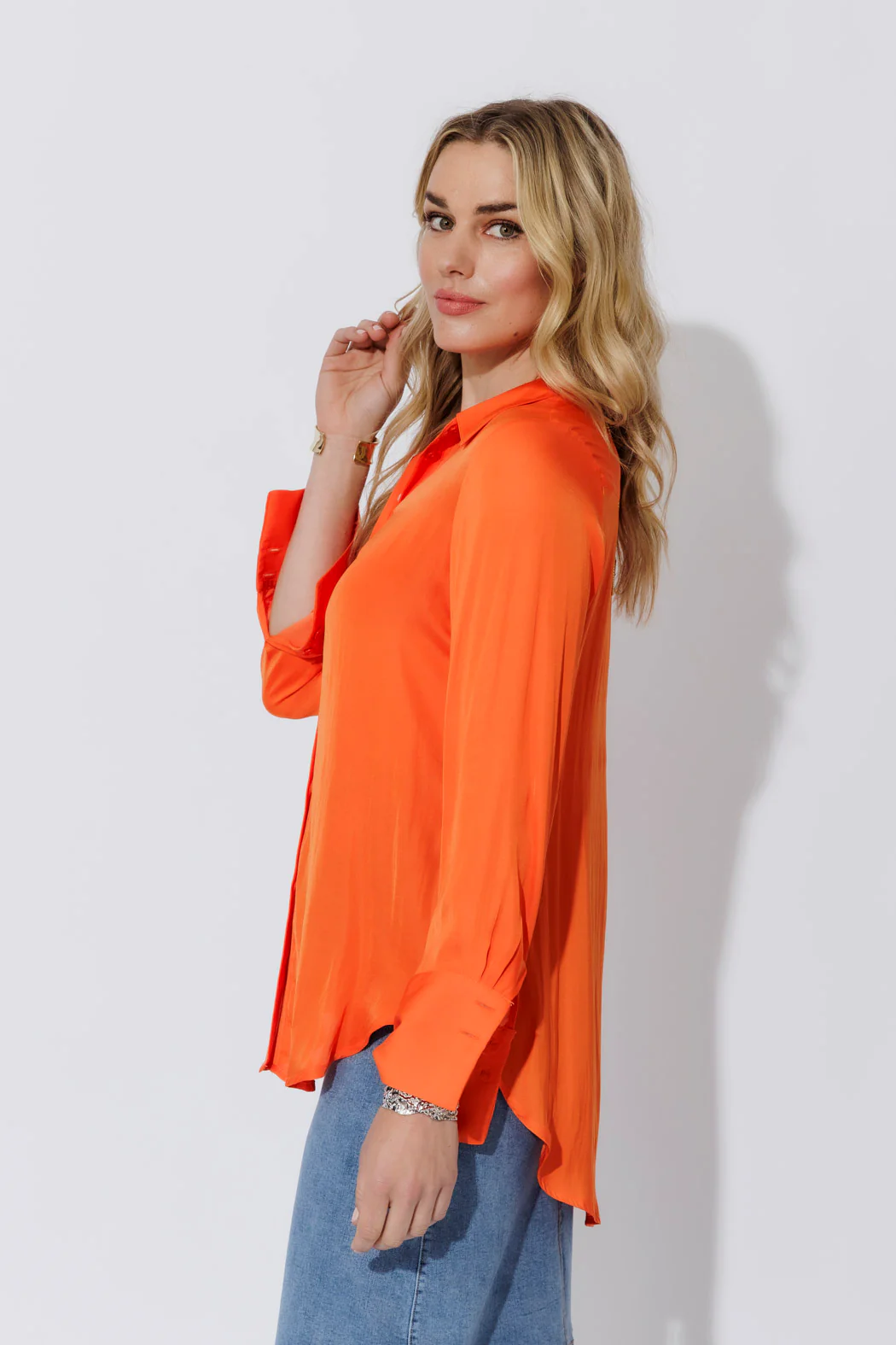 Orange Silky Asana Shirt - Image 4