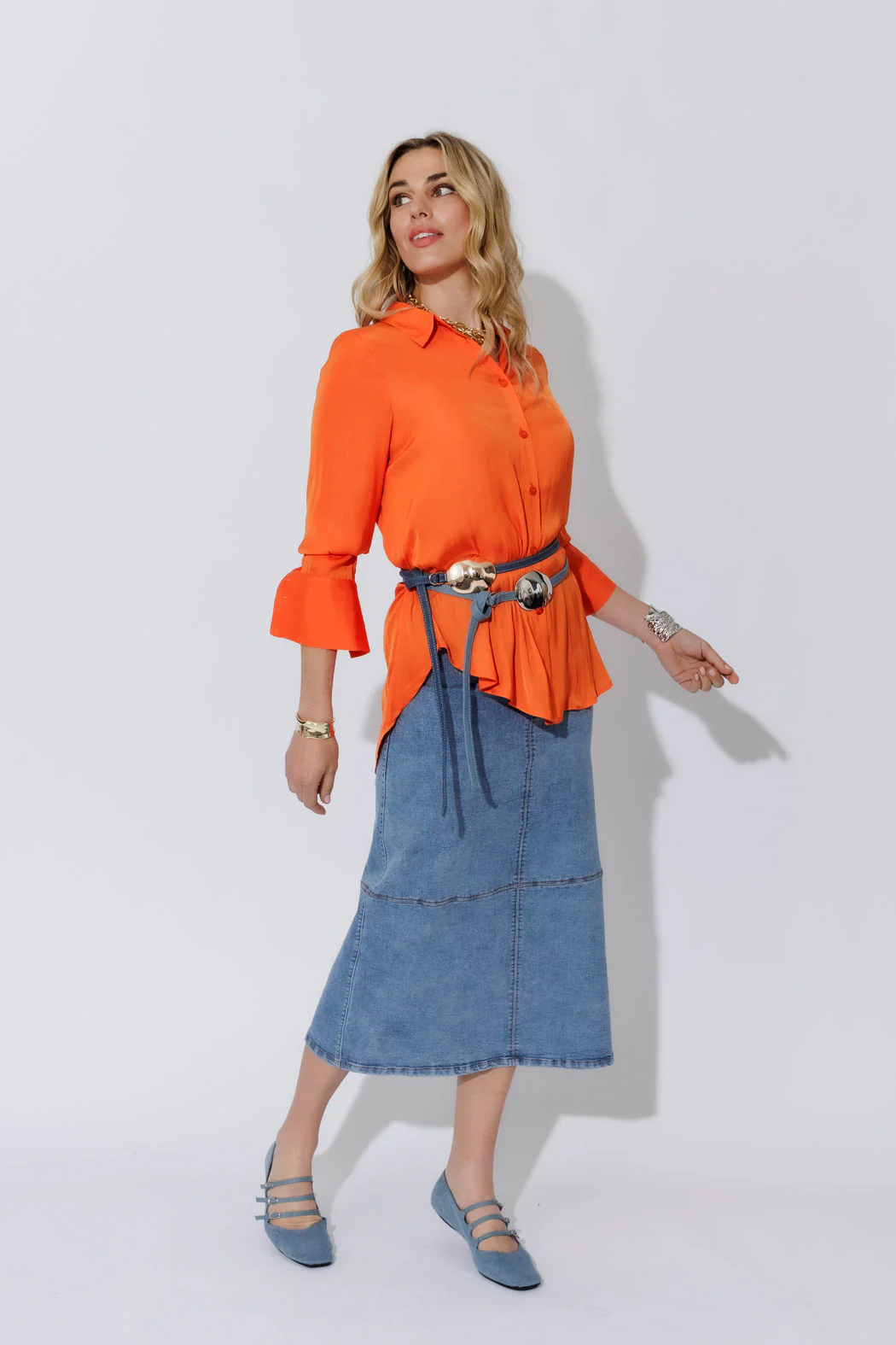 Orange Silky Asana Shirt - Image 5