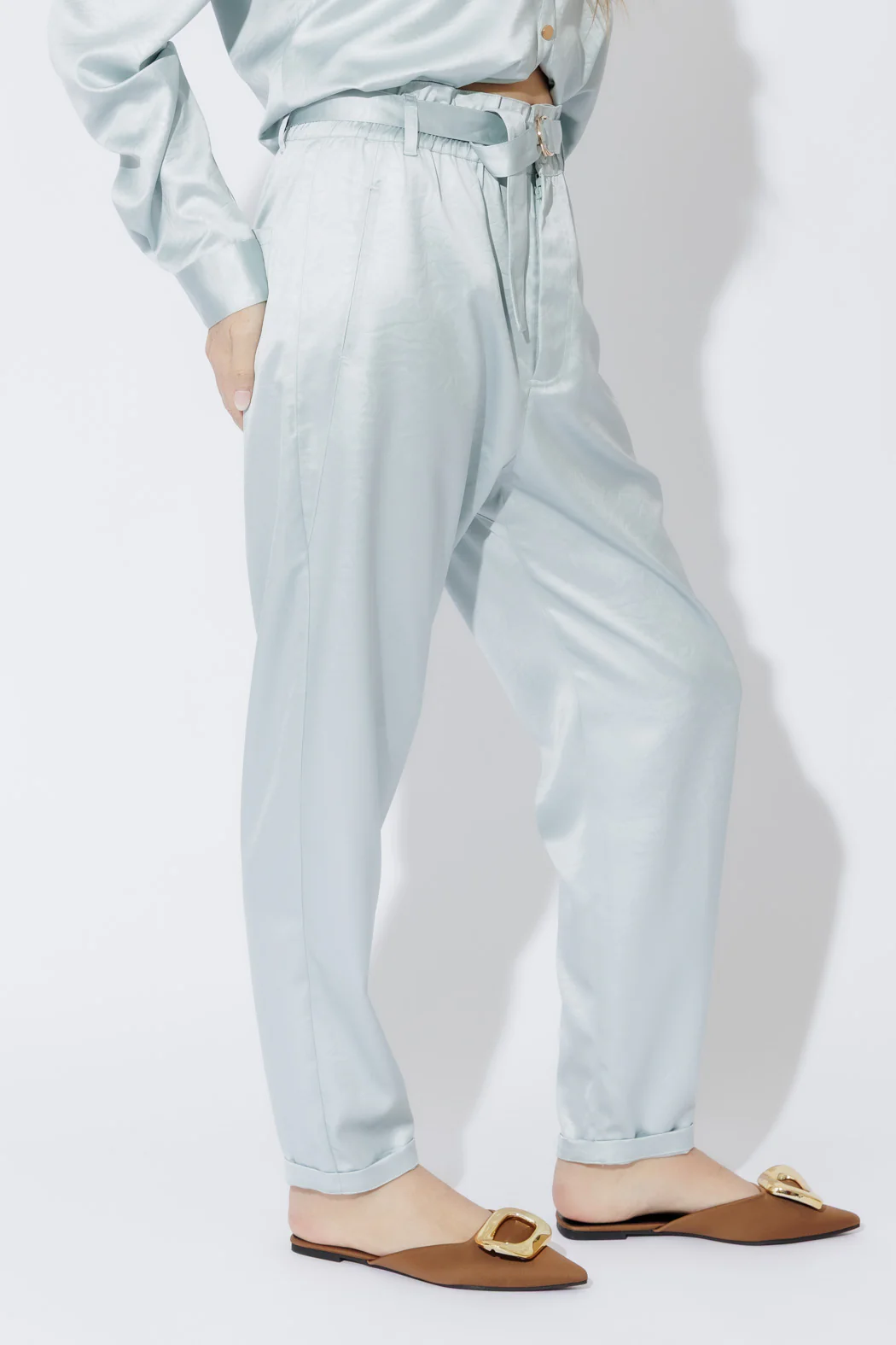 Pale Blue Paperbag Pants Pale Blue - Image 11