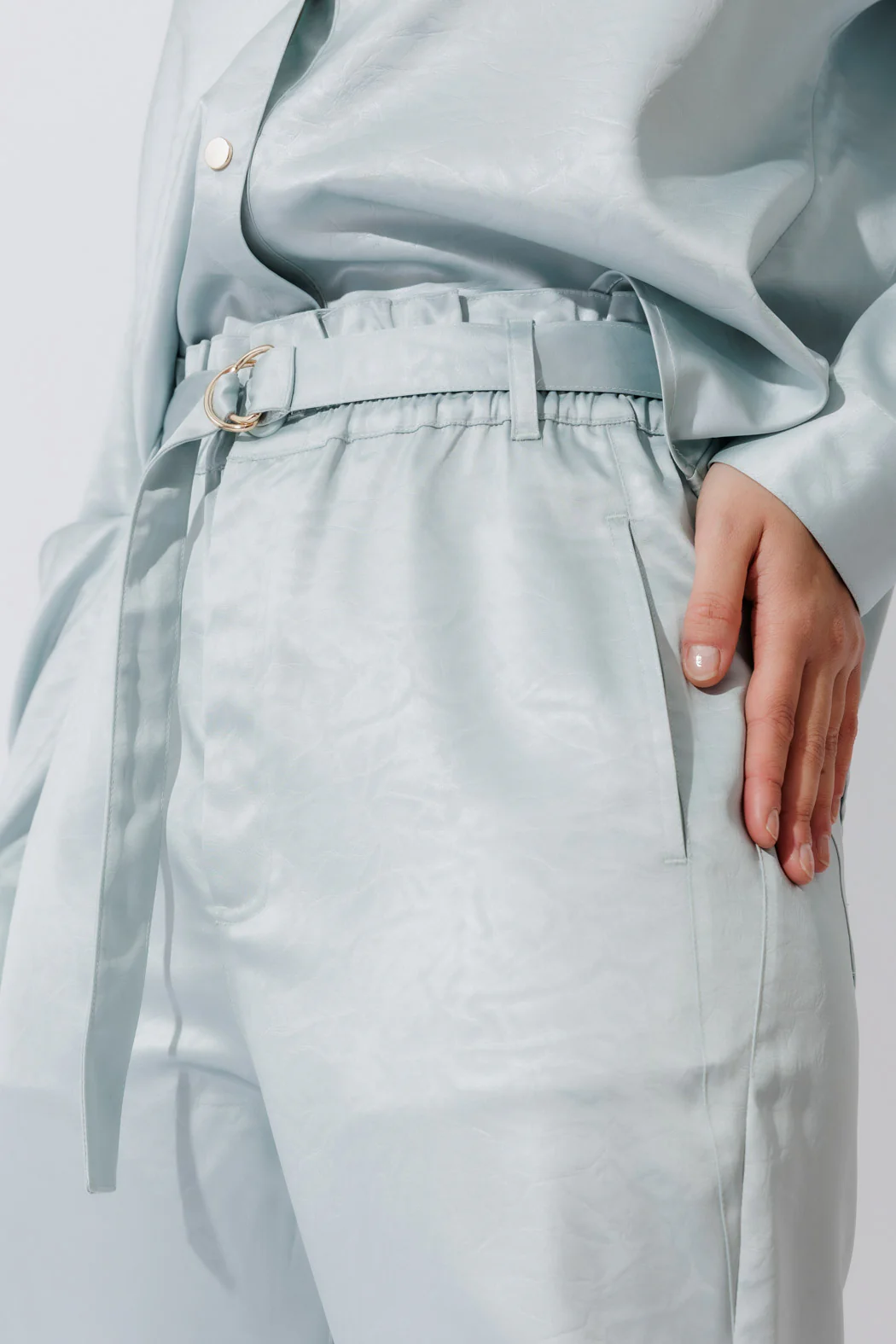 Pale Blue Paperbag Pants Pale Blue - Image 3