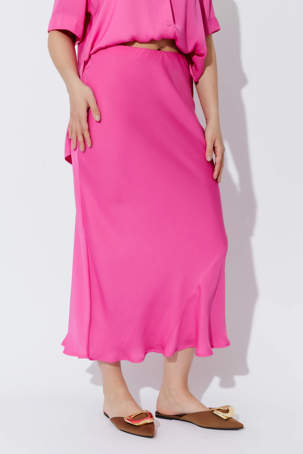 Pink Silky Bias Skirt - Image 10