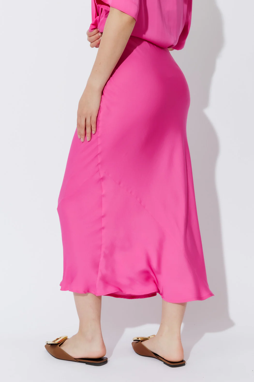 Pink Silky Bias Skirt - Image 6