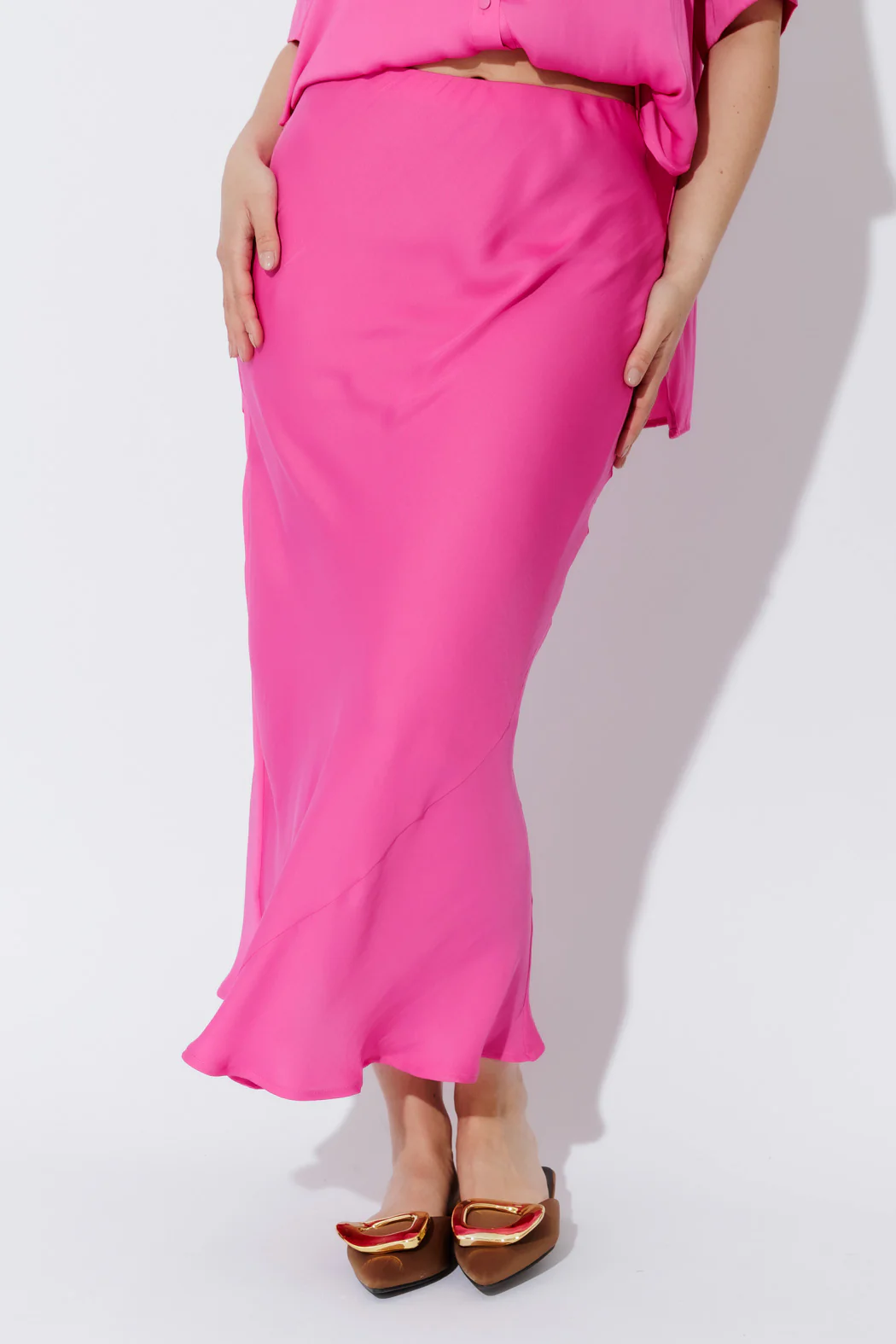 Pink Silky Bias Skirt - Image 7